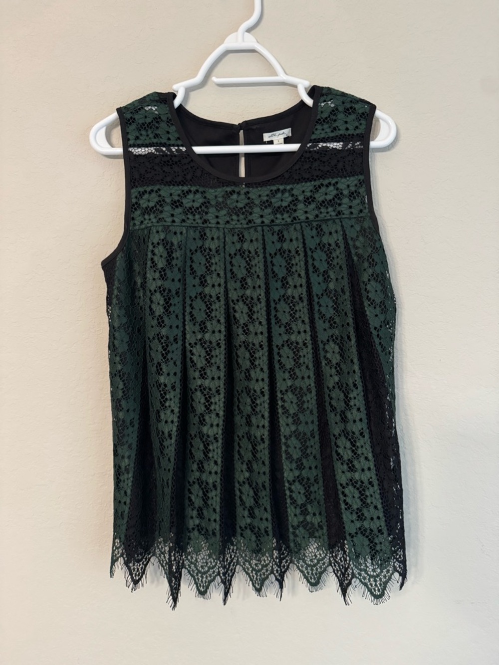 Green & Black Lace Tank Top